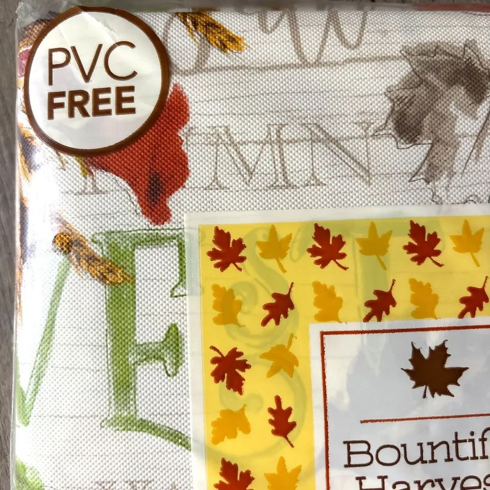 Bountiful Harvest Fall Vinyl Tablecloth 52x90 Oblong Thanksgiving PVC Free
